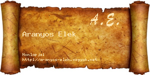 Aranyos Elek névjegykártya